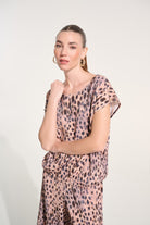 Pleated Scuba Crepe Animal Print Cocoon Top