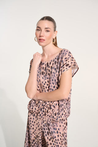 Joseph Ribkoff Pleated Scuba Crepe Animal Print Cocoon Top-262602
