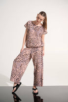 Pleated Scuba Crepe Animal Print Cocoon Top