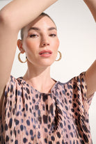 Pleated Scuba Crepe Animal Print Cocoon Top