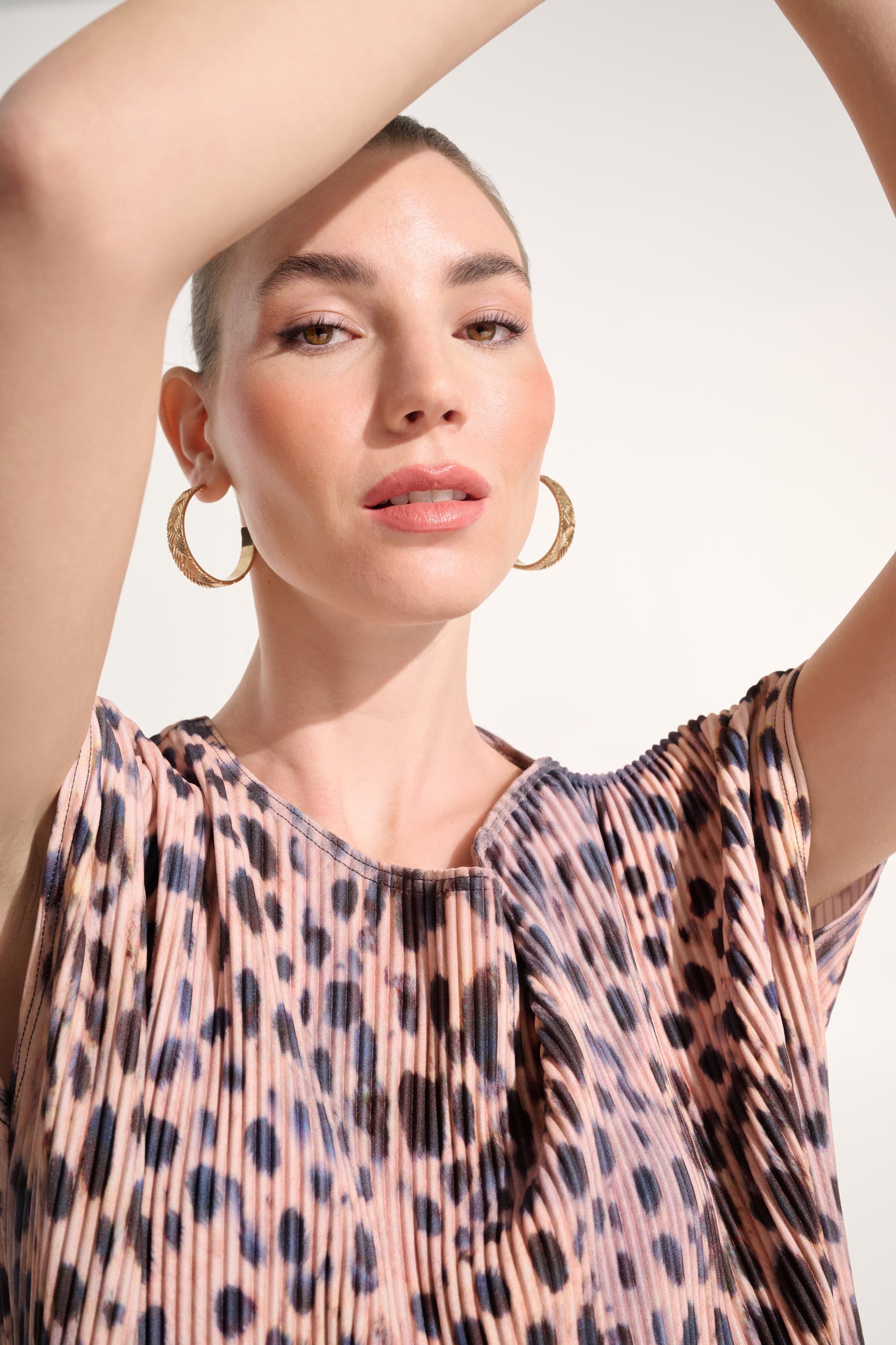 Pleated Scuba Crepe Animal Print Cocoon Top