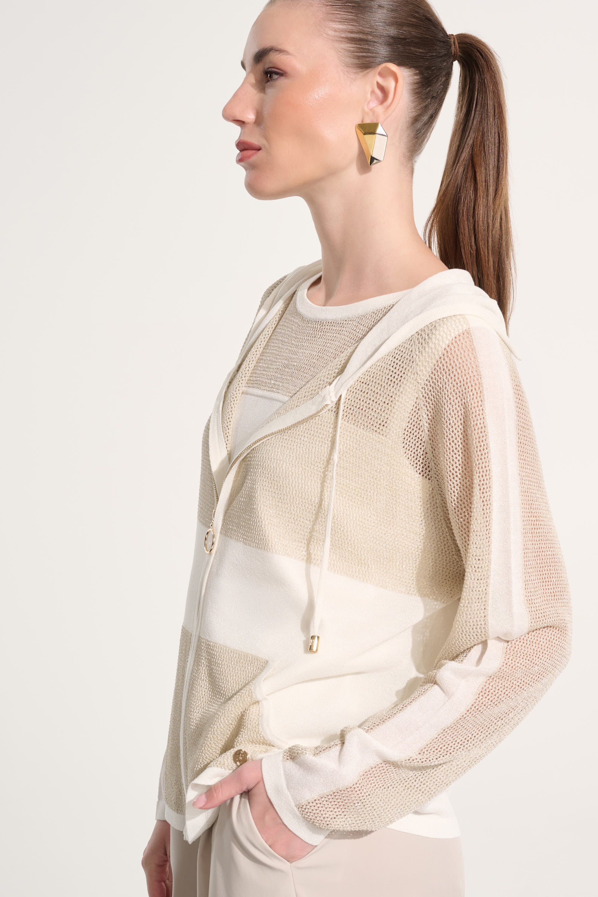 Soft Knit Straight Hooded Zip Jacket