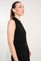 Silky Knit Wide Leg Jumpsuit With Zipped Neckline