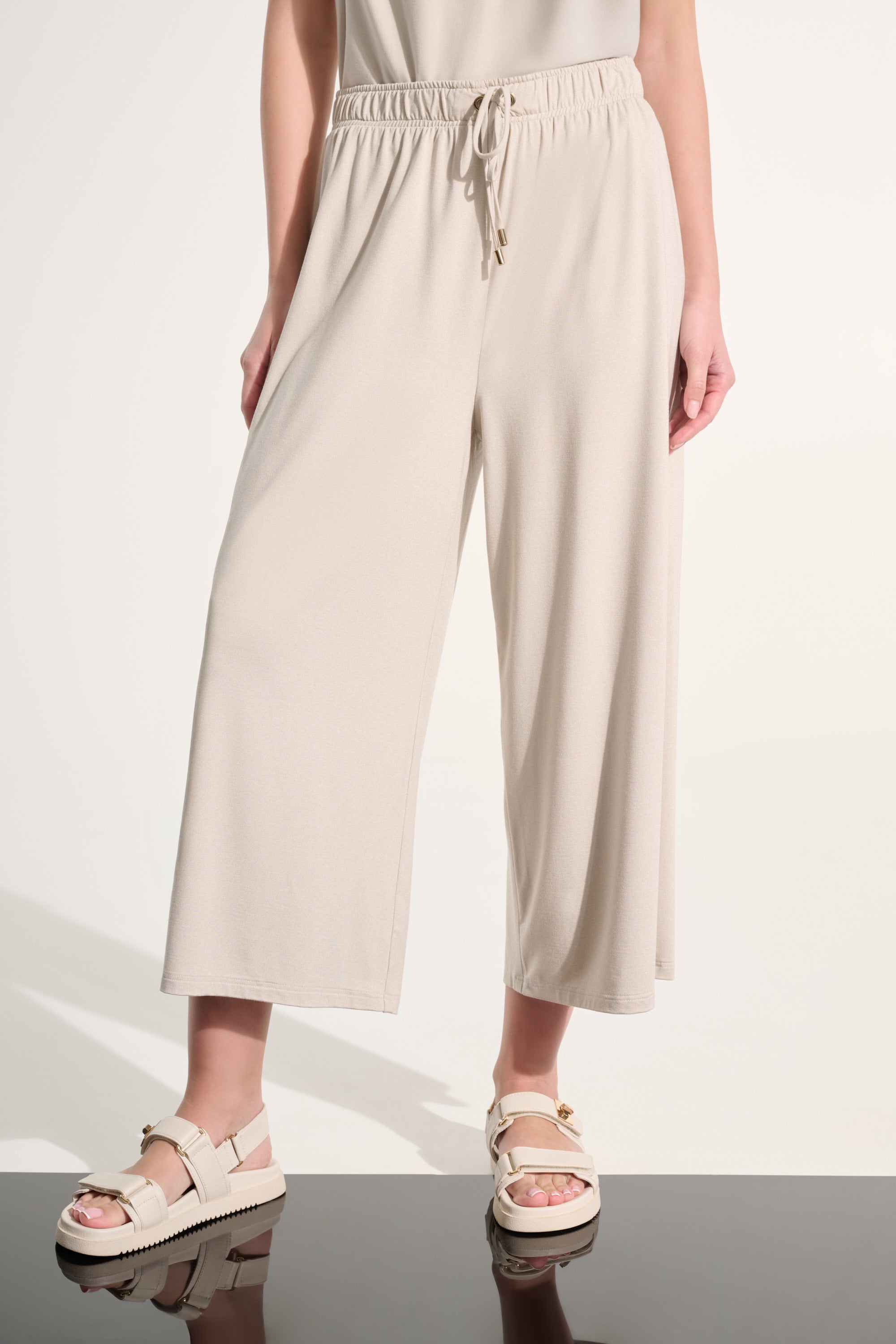 Jersey Pull-On Culotte Pant With Tie Waist