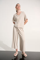 Jersey Pull-On Culotte Pant With Tie Waist