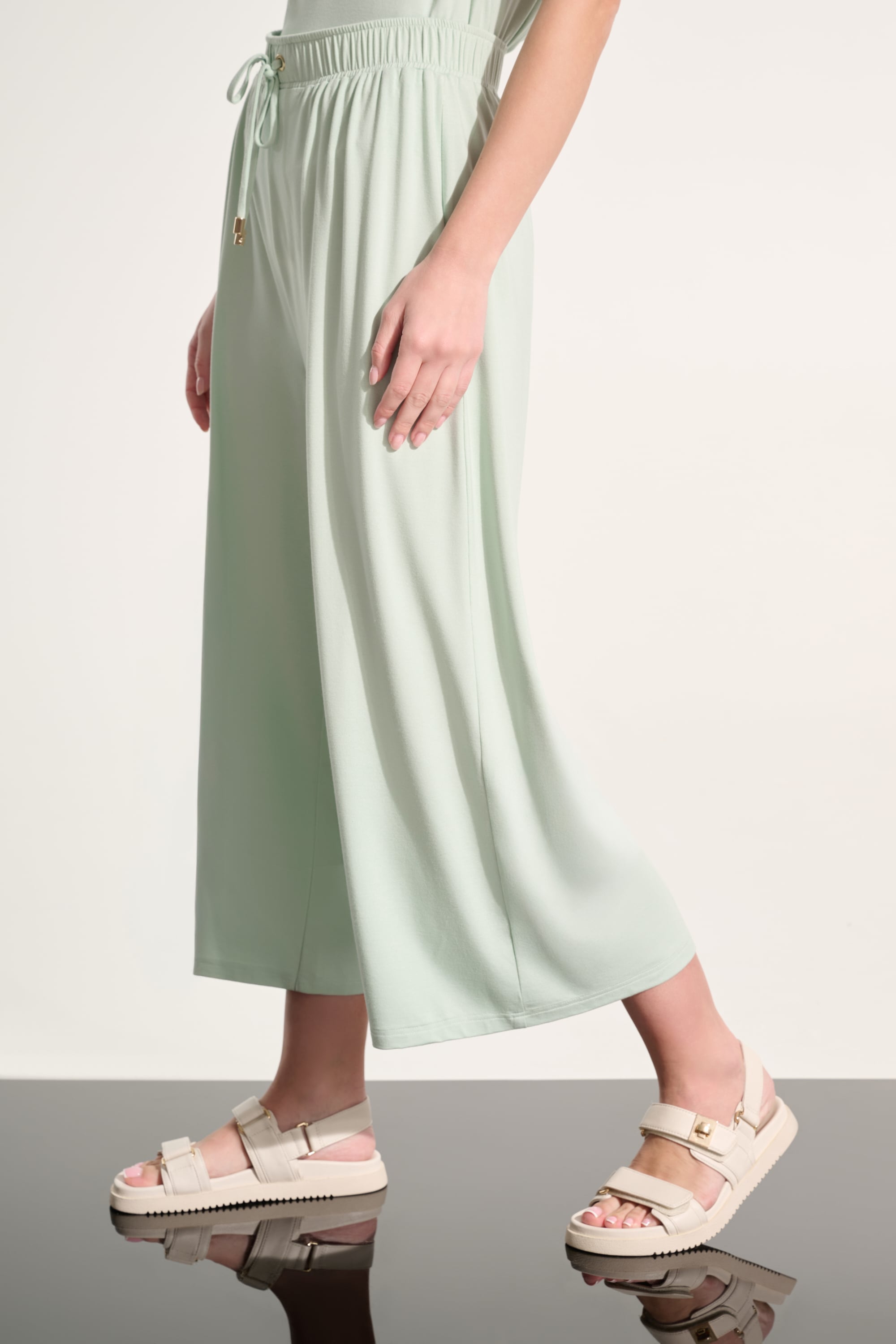 Jersey Pull-On Culotte Pant With Tie Waist