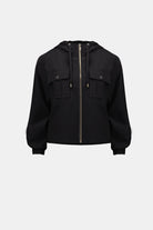 Stretch Woven Hooded Boxy Utility Jacket