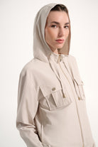 Stretch Woven Hooded Boxy Utility Jacket