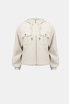 Stretch Woven Hooded Boxy Utility Jacket
