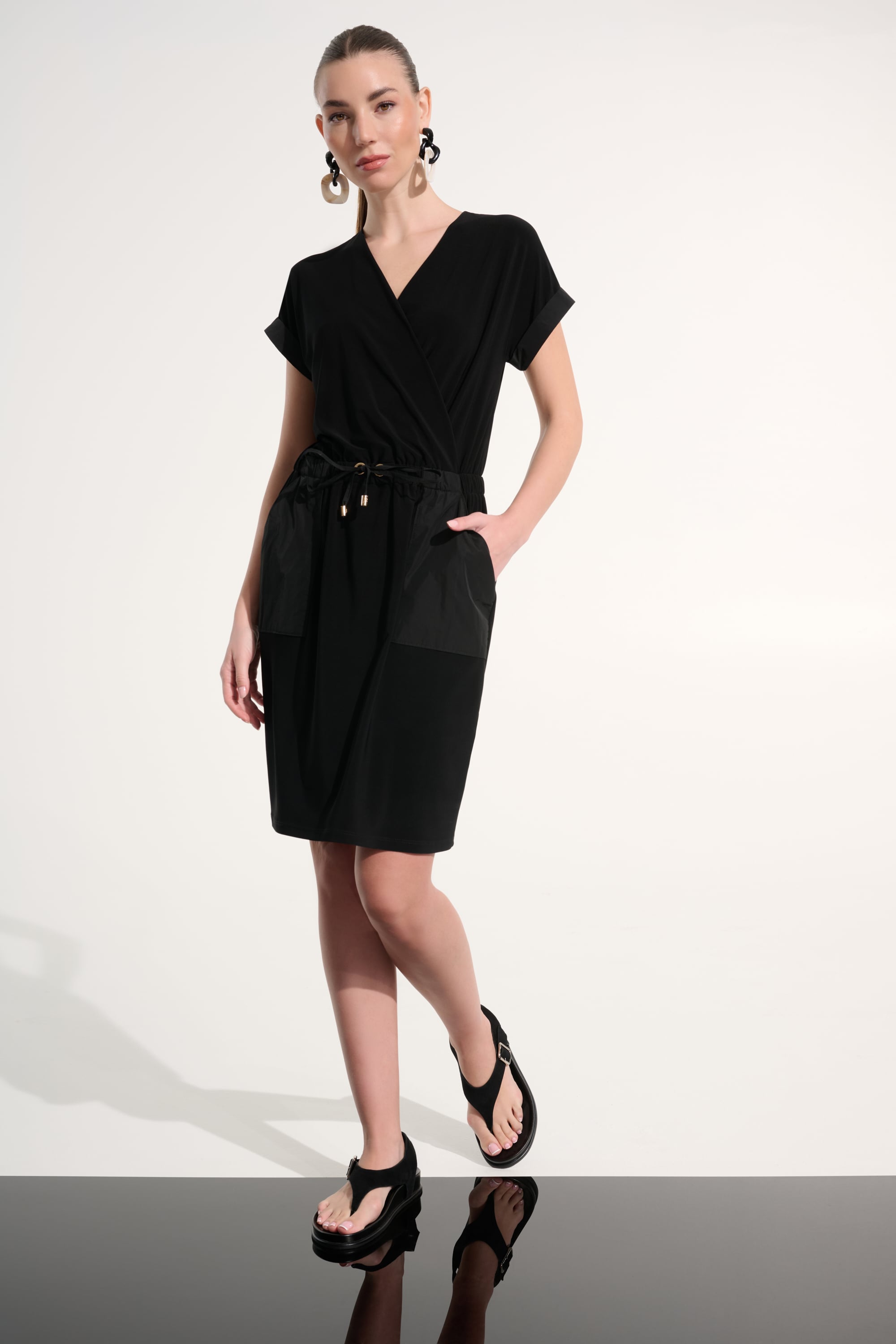 Silky Knit And Memory Straight Wrap Dress