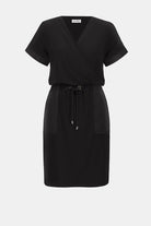 Silky Knit And Memory Straight Wrap Dress