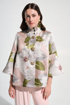 Signature | Floral Jacquard Trapeze Jacket With Bell Sleeves