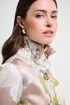 Signature | Floral Jacquard Trapeze Jacket With Bell Sleeves
