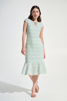 Signature | Lurex Cascade Flounce Dress With Rhinestone Bow