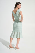 Signature | Lurex Cascade Flounce Dress With Rhinestone Bow