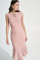 Signature | Lurex Cascade Flounce Dress With Rhinestone Bow