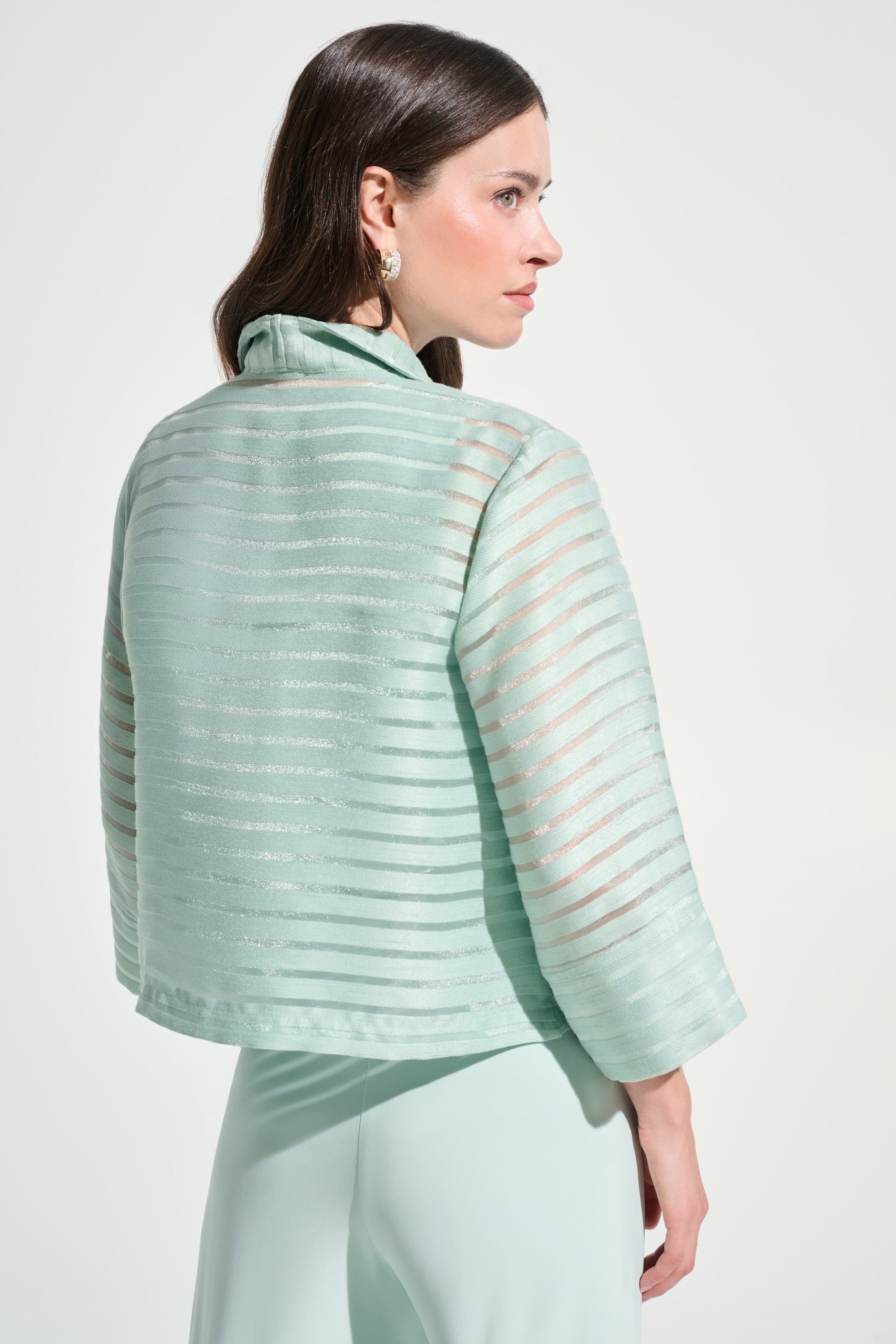Signature | Novelty Shadow Stripe Swing Jacket With Lapel