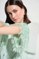 Joseph Ribkoff Signature | Chiffon Knit Poncho Top With Novelty Trim-262711