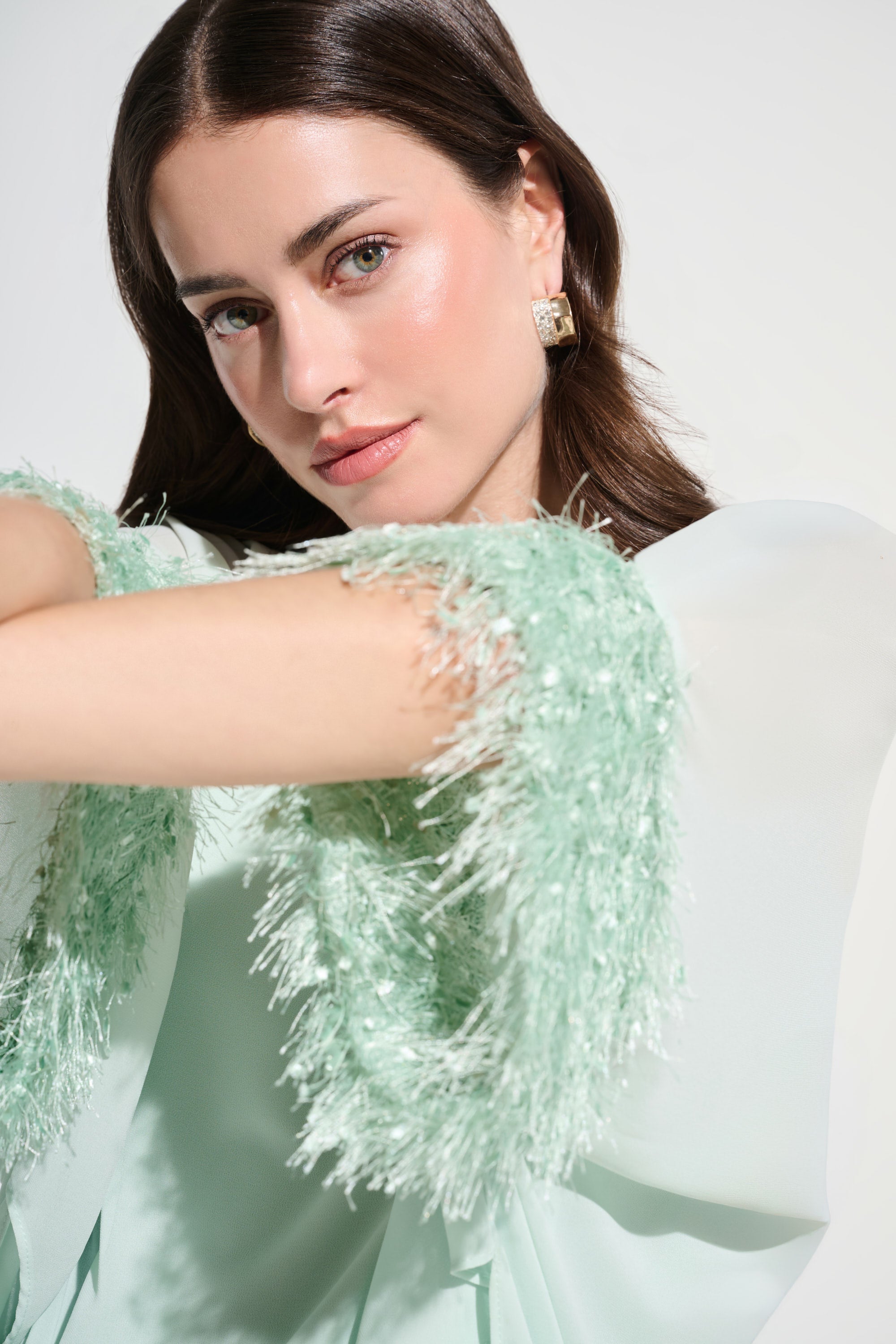 Signature | Chiffon Knit Poncho Top With Novelty Trim