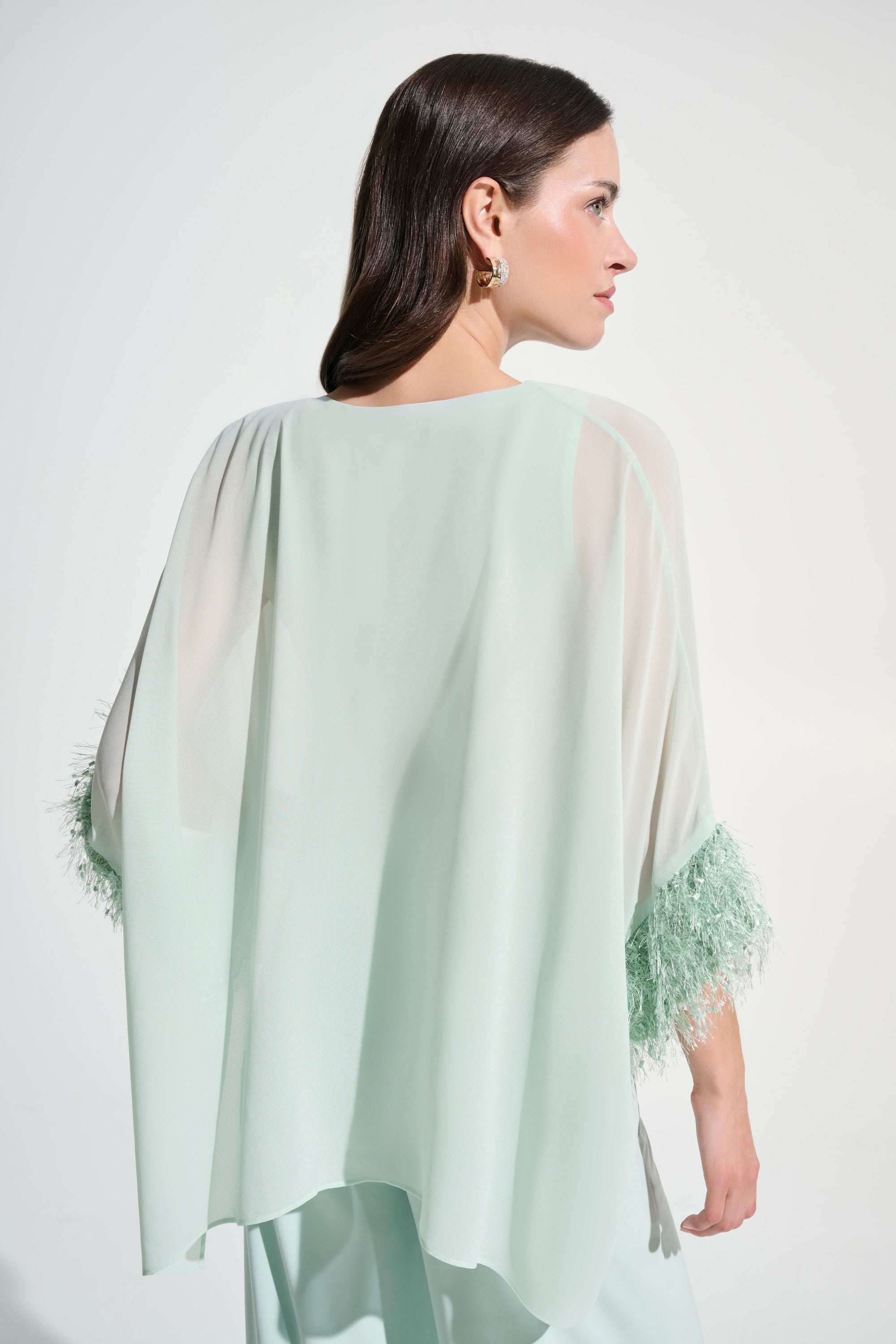 Signature | Chiffon Knit Poncho Top With Novelty Trim