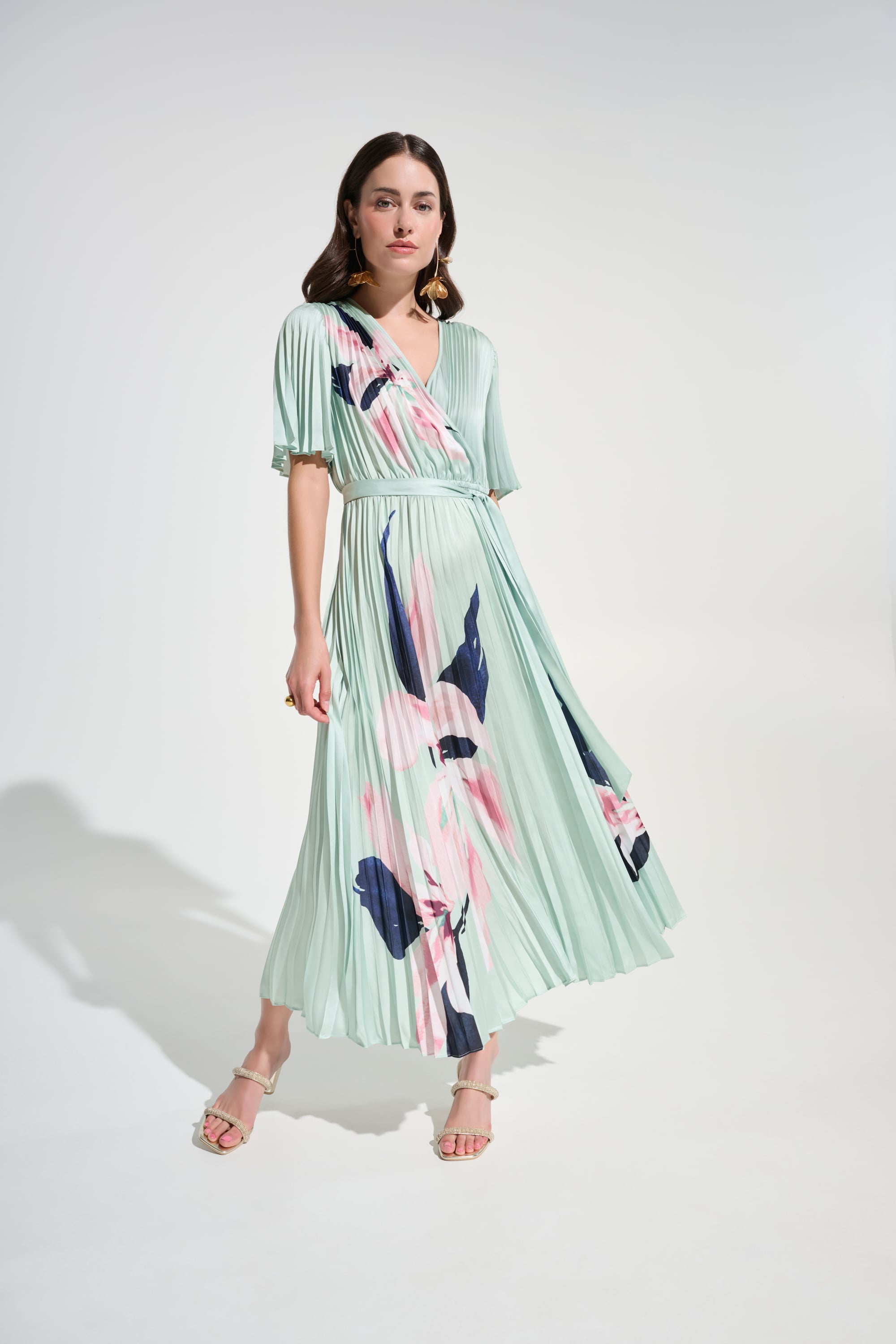 Signature | Satin Floral Print Fit And Flare Dress