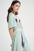 Signature | Satin Floral Print Fit And Flare Dress