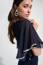 Signature |Silky Knit Wrap Wide Leg Jumpsuit With Rhinestone Trim