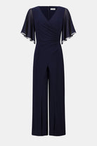 Signature |Silky Knit Wrap Wide Leg Jumpsuit With Rhinestone Trim