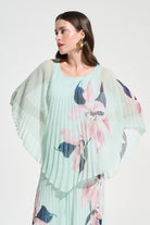 Signature | Chiffon Floral Print Pleated Poncho Top