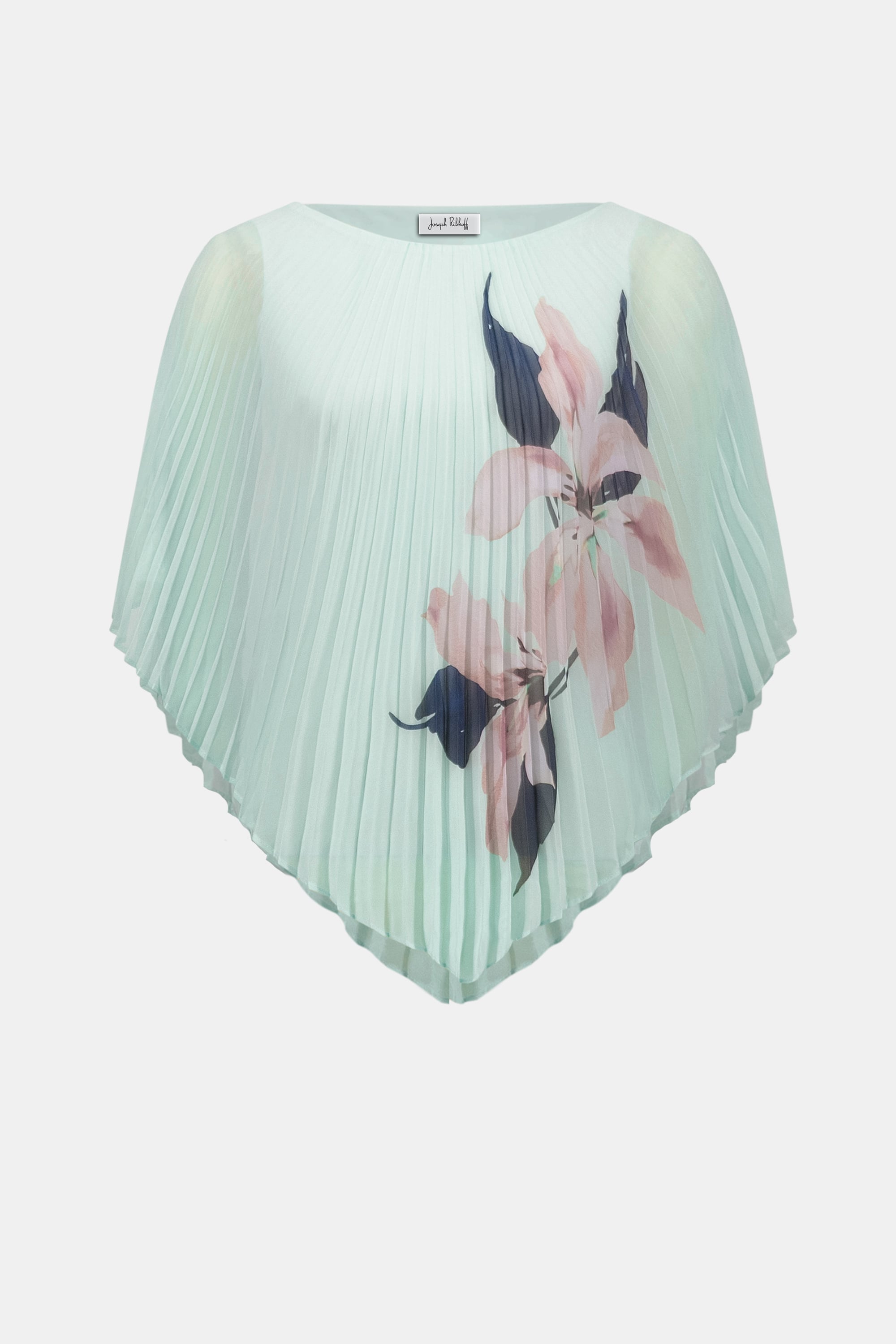 Signature | Chiffon Floral Print Pleated Poncho Top