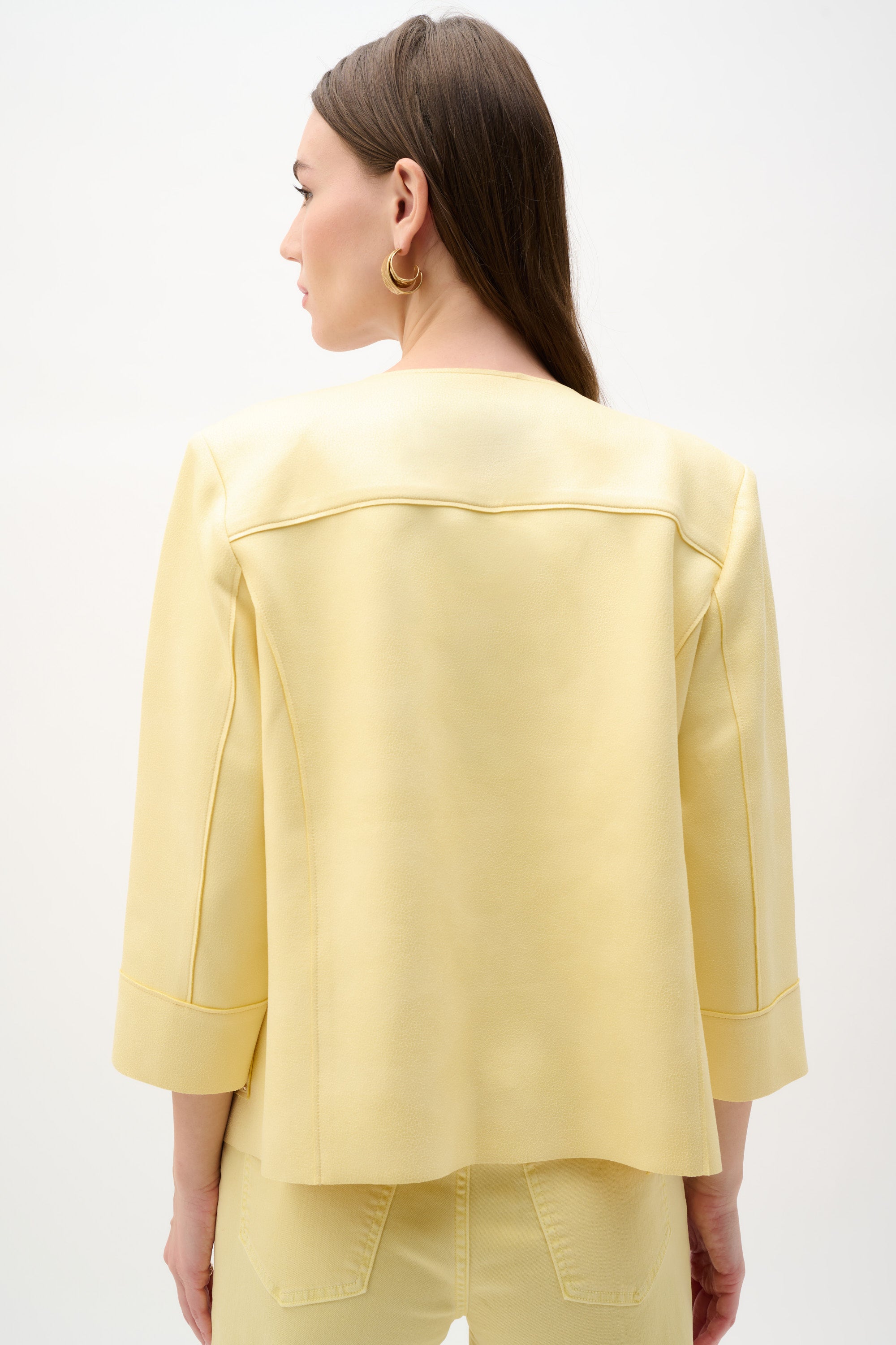 Foiled Scuba Suede Boxy Jacket With Stud Details