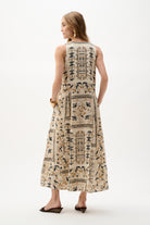 Linen Blend Scarf Print A-Line Dress