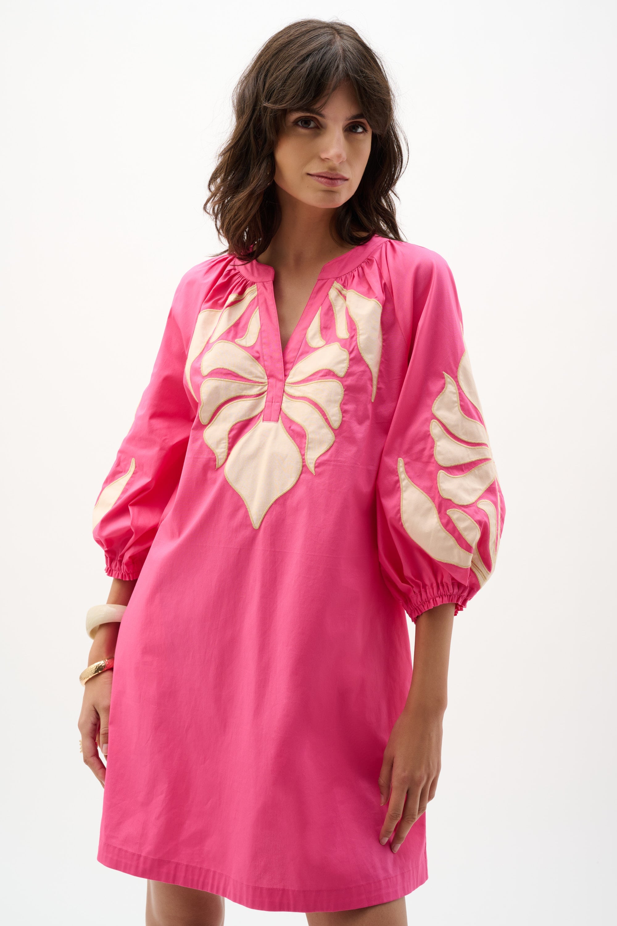 Stretch Cotton Floral Embroidered Straight Dress