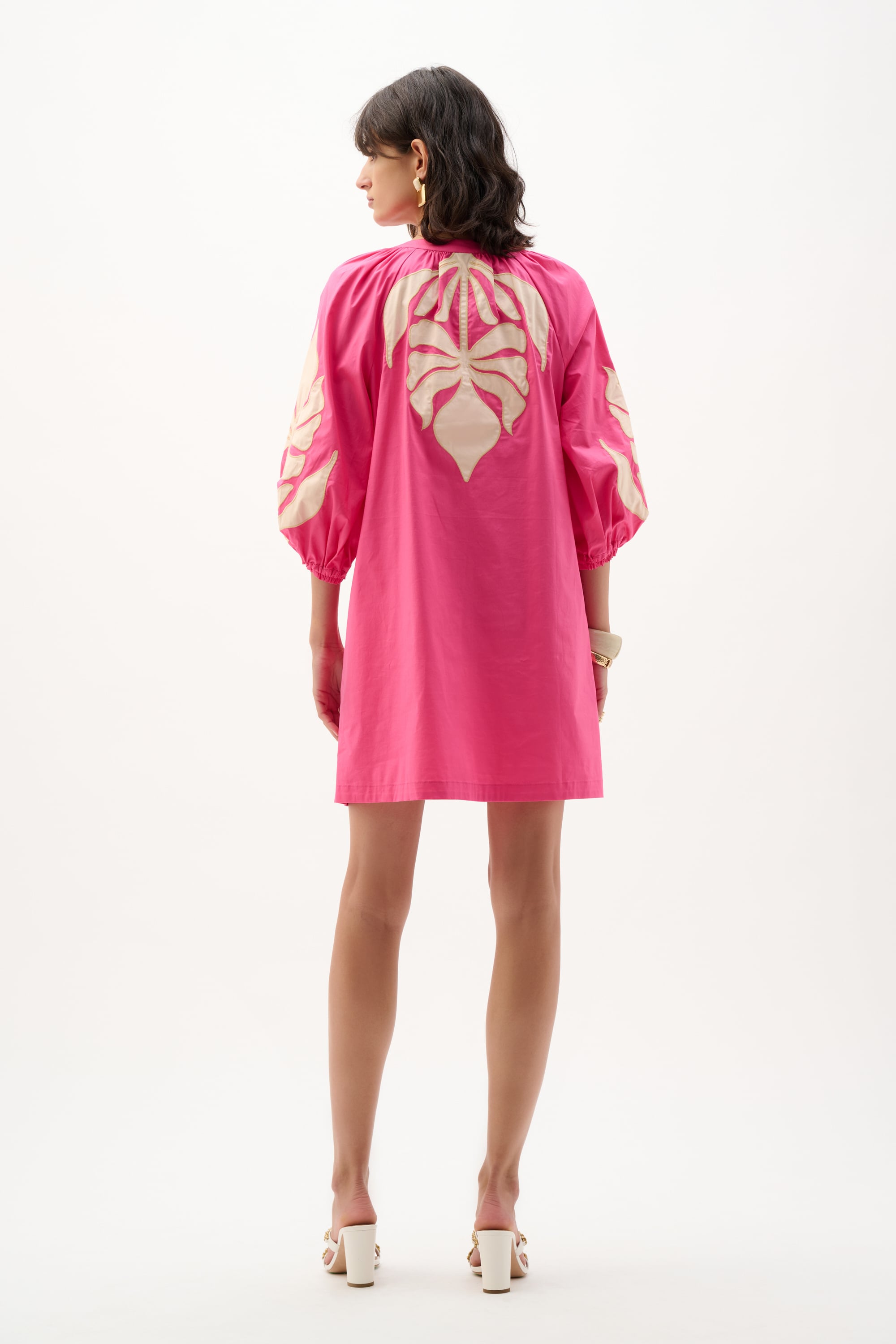 Stretch Cotton Floral Embroidered Straight Dress