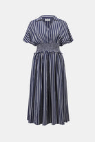 Flowy Poplin Stripe Print Fit And Flare Dress