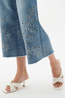 Joseph Ribkoff Repreve® Denim Wide Leg Crop Jeans With Embroidery-262915