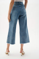 Joseph Ribkoff Repreve® Denim Wide Leg Crop Jeans With Embroidery-262915