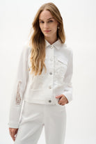 Featherweave Denim Jacket With Lace Embroidery