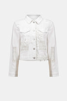 Featherweave Denim Jacket With Lace Embroidery
