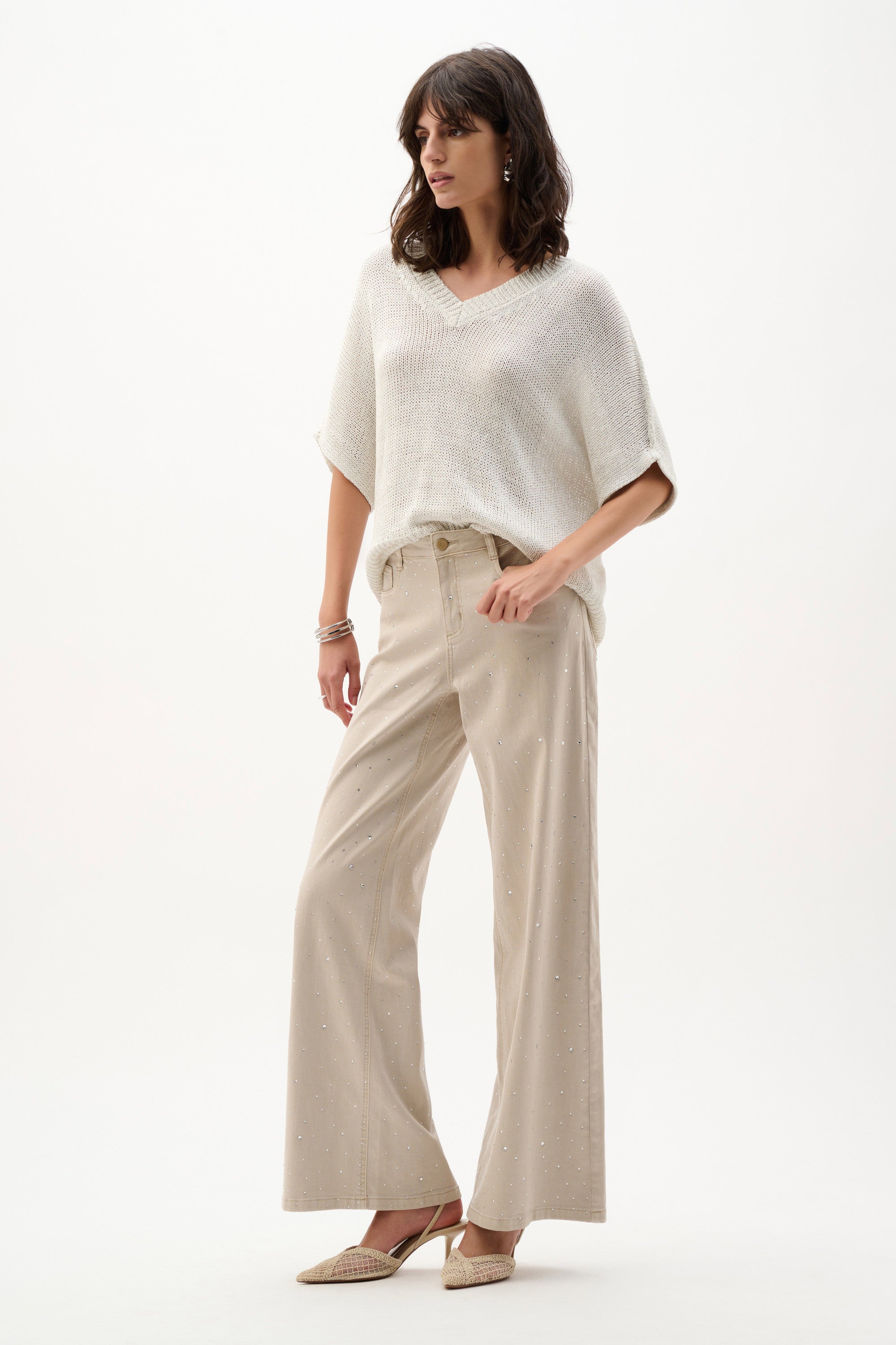 Jospeh Ribkoff Viscose and Lurex Sweater Knit Relaxed Top-262925