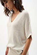Jospeh Ribkoff Viscose and Lurex Sweater Knit Relaxed Top-262925