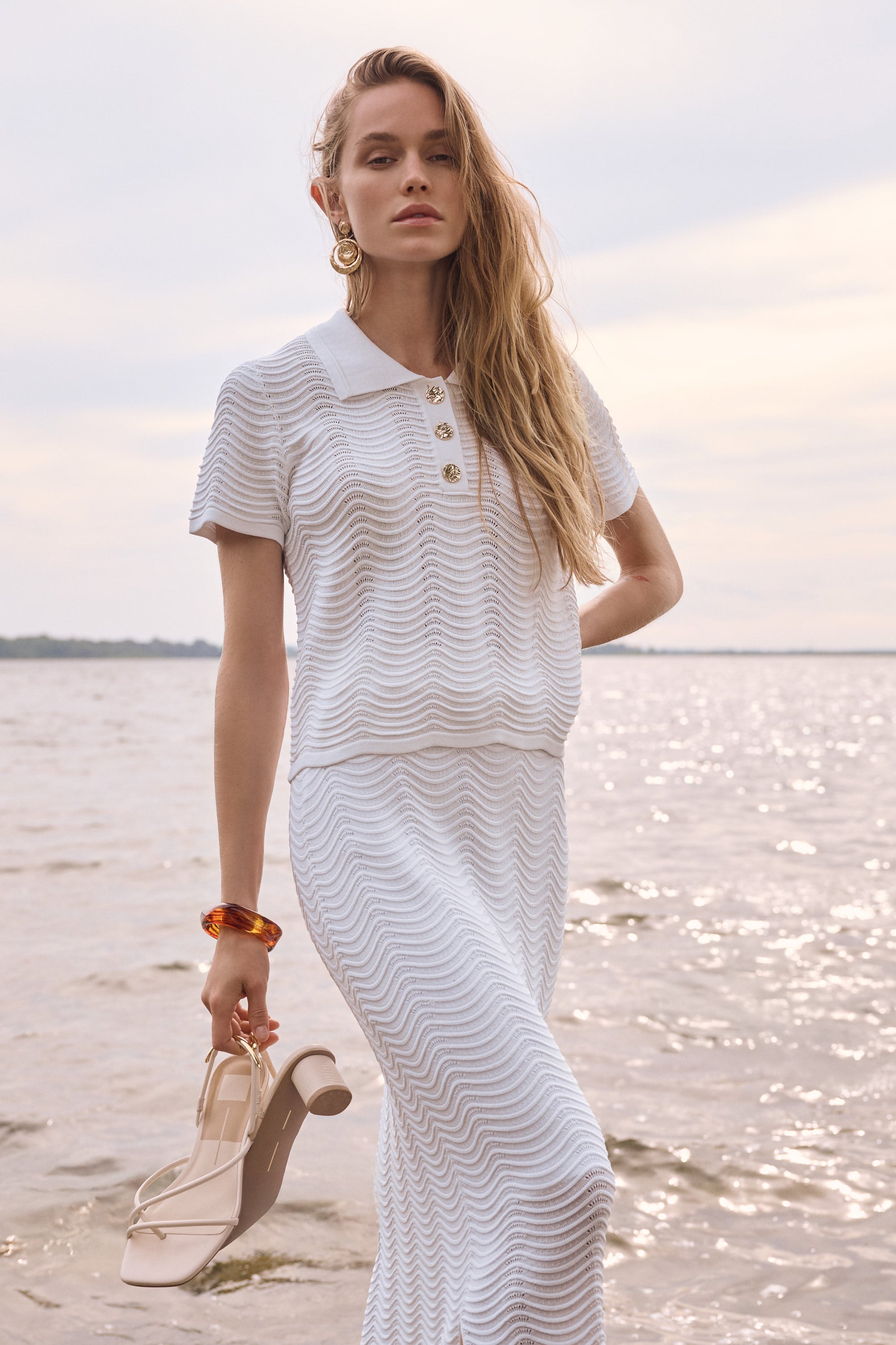 Textured Viscose Sweater Knit Short Sleeve Shirt
