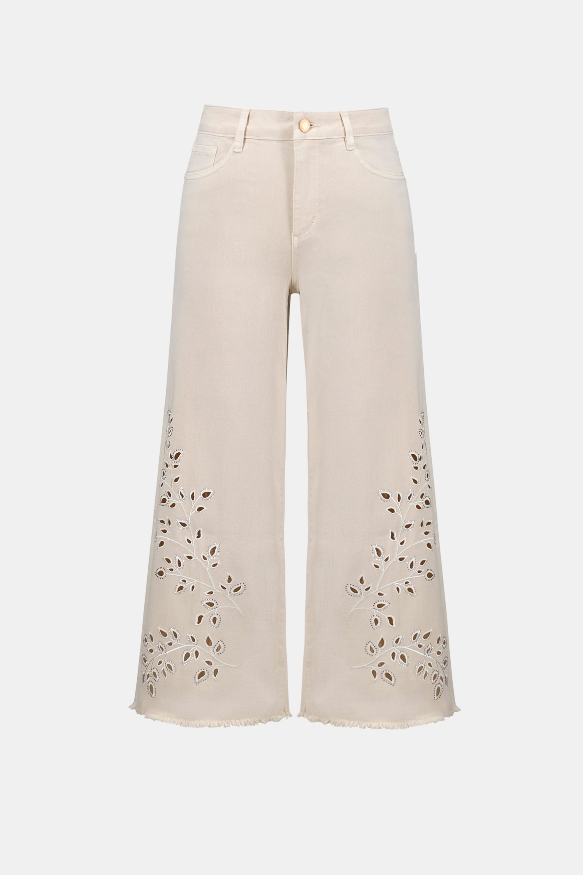 Repreve® Denim Wide Leg Crop Jeans With Embroidery