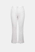 Featherweave Denim Straight Crop Jeans With Lace Appliqué