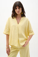 Joseph Ribkoff Linen Straight Top With V-notch neckline-262939