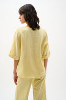 Linen Straight Top With V-notch neckline