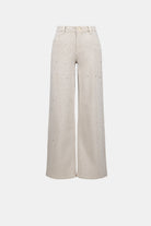 Featherweave Denim Wide Leg Jeans With Rhinestones
