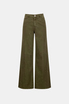 Featherweave Denim Wide Leg Jeans With Rhinestones