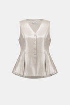 Foiled Linen Peplum Vest