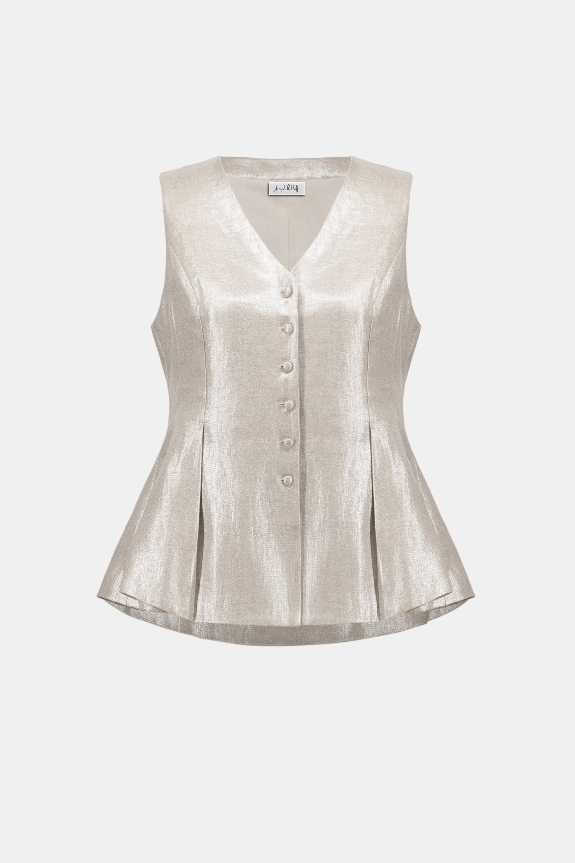 Foiled Linen Peplum Vest